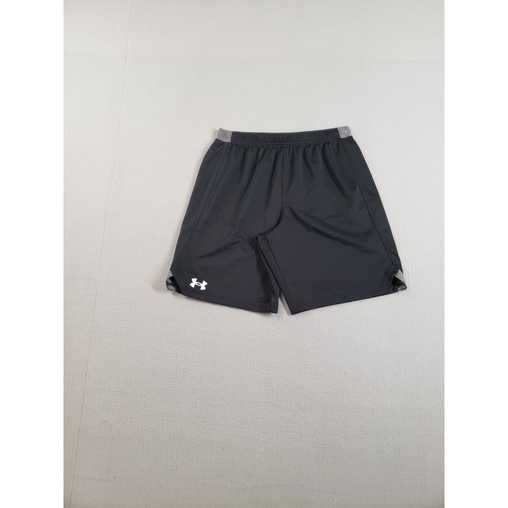 Under Armour Men Athletic Shorts M Black Elastic Waist Mid Rise Logo Activewear